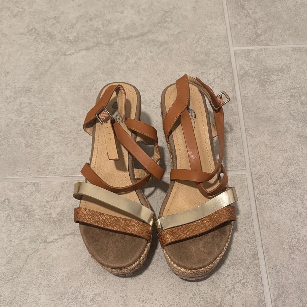 Brown and Gold Women's Sandals